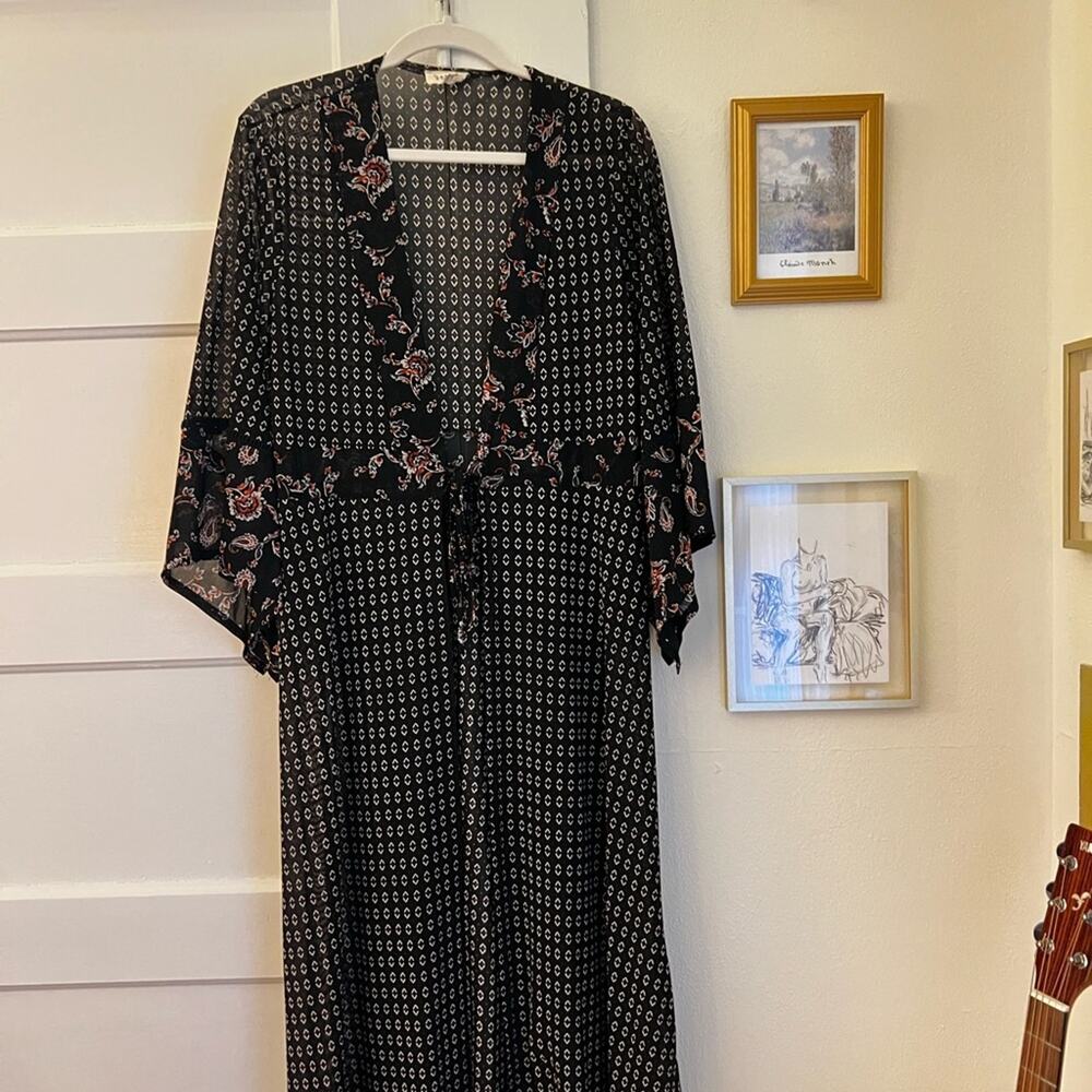 Ember Black/Cream/Orange Boho Robe
